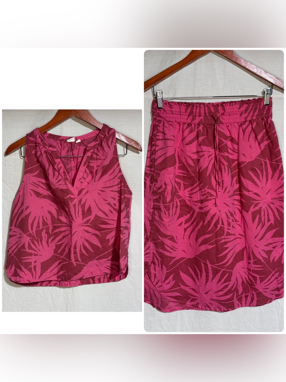 GAP Magenta Palm-Print Sleeveless Skirt Set